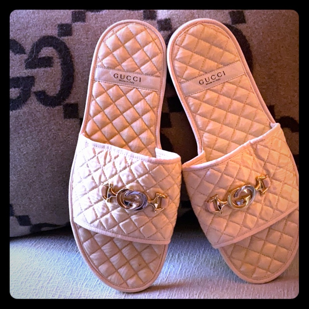 Gucci Satin Quilted Slippers